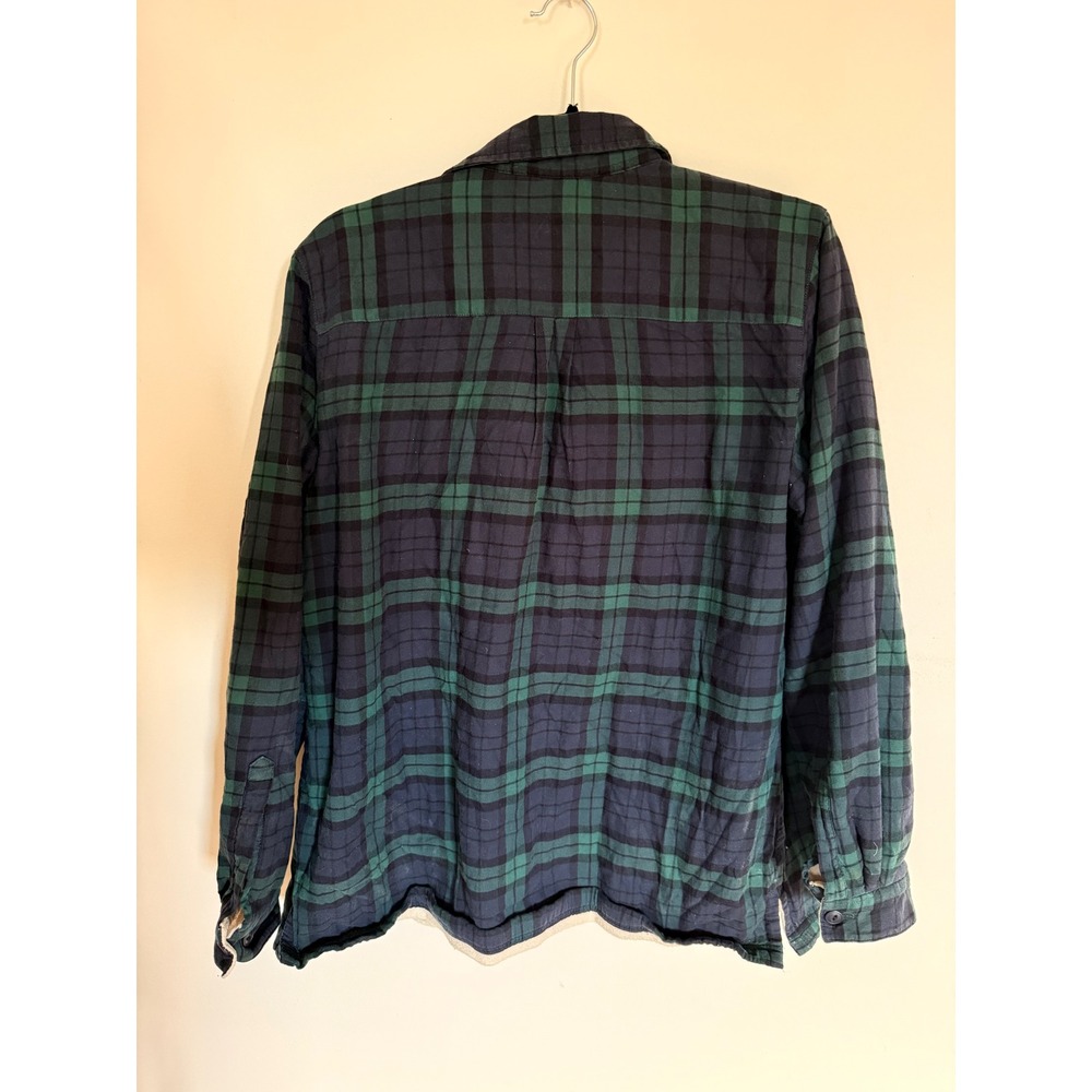 Vtg LL Bean Women's Plaid Flannel Sherpa Lined Shirt Jacket‎ Blue Green Medium - Picture 3 of 7